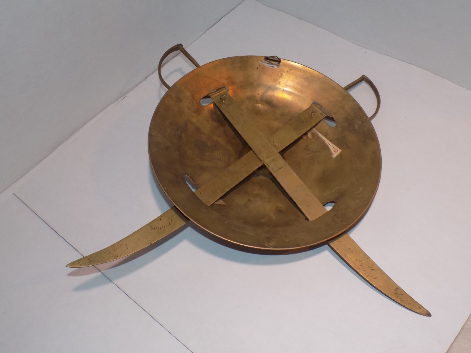 Decorative Brass Shield with Two Swords, Enamel Work Wall Hanging Showpiece Gift