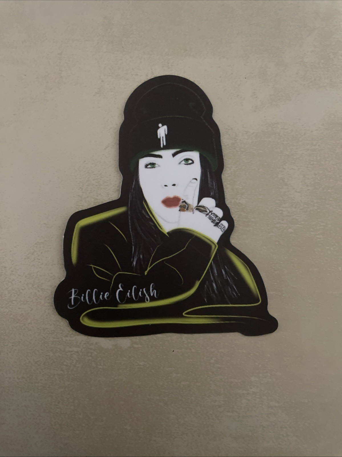Billie Eilish Sticker Black Beanie/Outfit