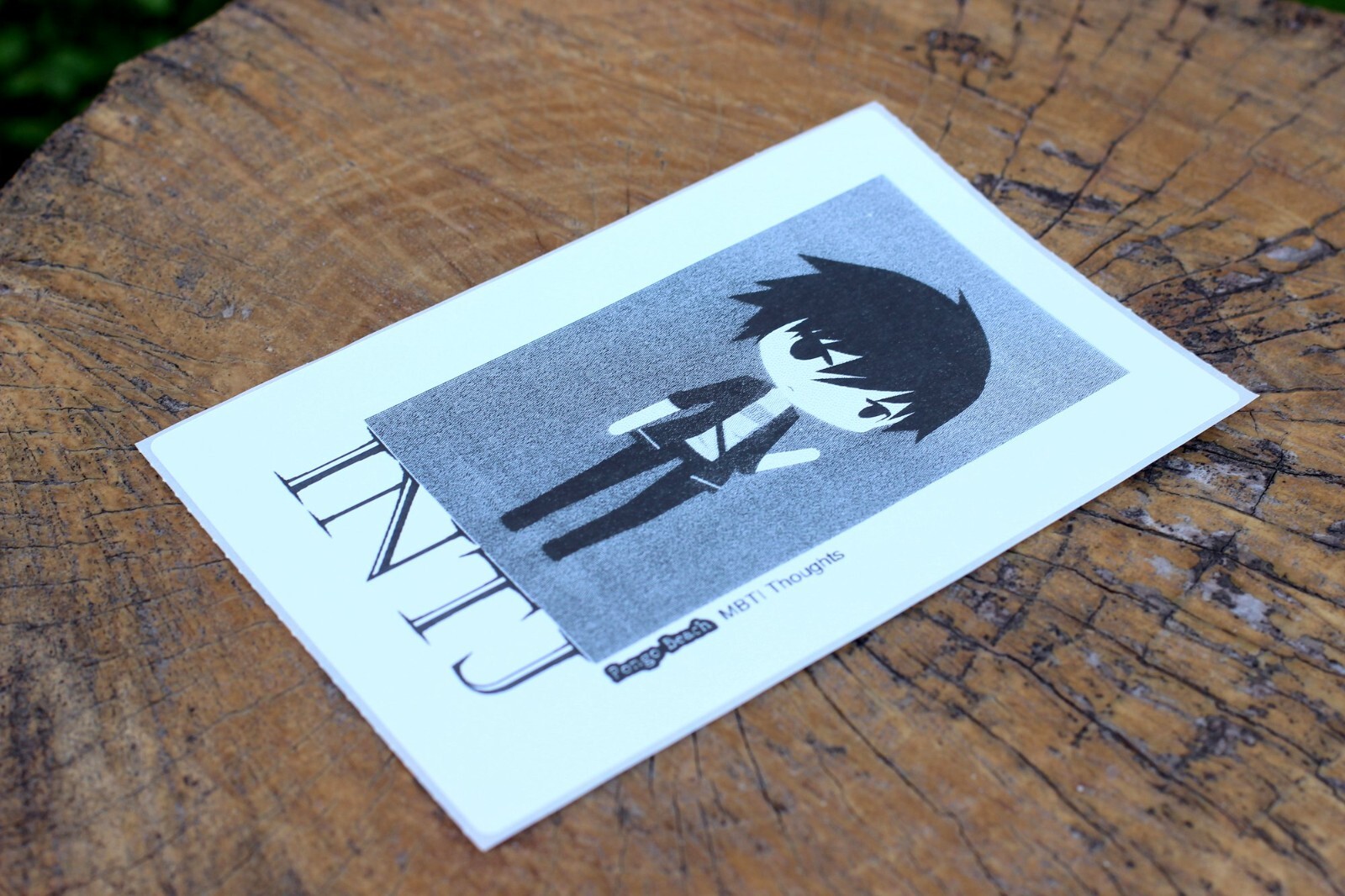 INTJ Boy B/W 4"x6" Thermal Sticker – Kawaii Anime Chibi – MBTI – Pongo Beach