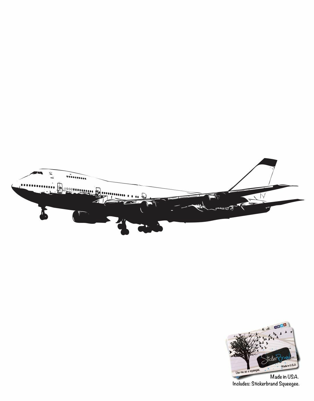 Large 747 Airplane Wall Decal Sticker by Stickerbrand. Flying Plane #6031