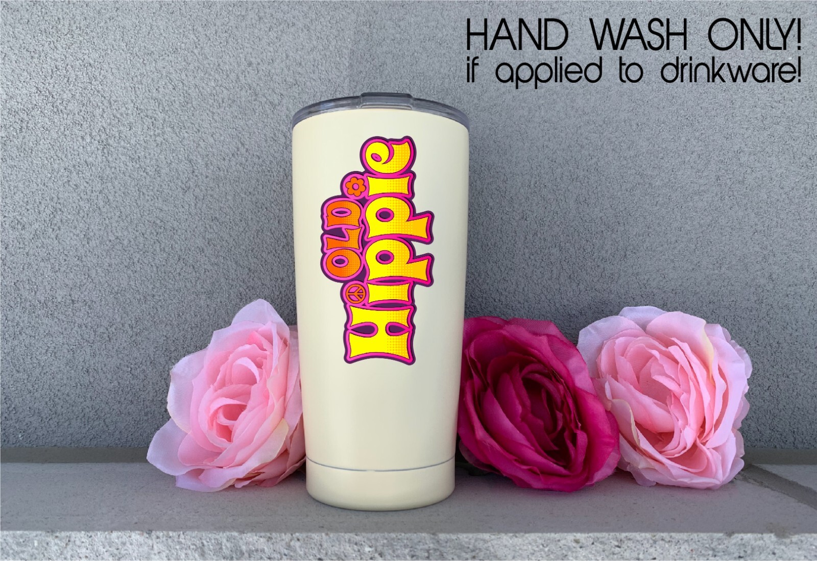 Old Hippie Decal Sticker Peace Love Retro 70s Style Flower Power Groovy Stoner