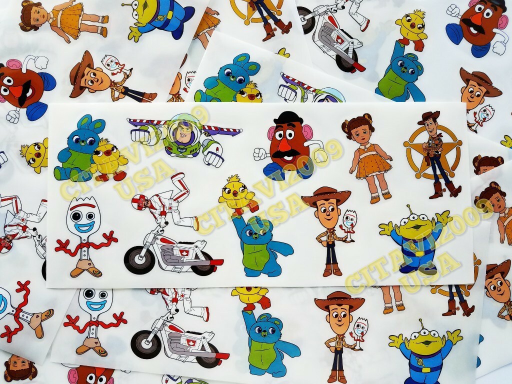 TOY STORY 4 STICKER SET OF 10 WOODY, JESSY, BUZZ LIGHT DECAL WATERPROOF CARTOON