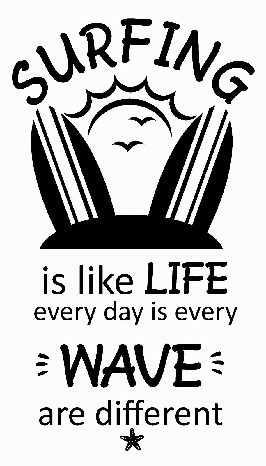 Inspirational Surfing Quotes Vinyl Sticker 20" x 35" Wall Decal Home Decoration