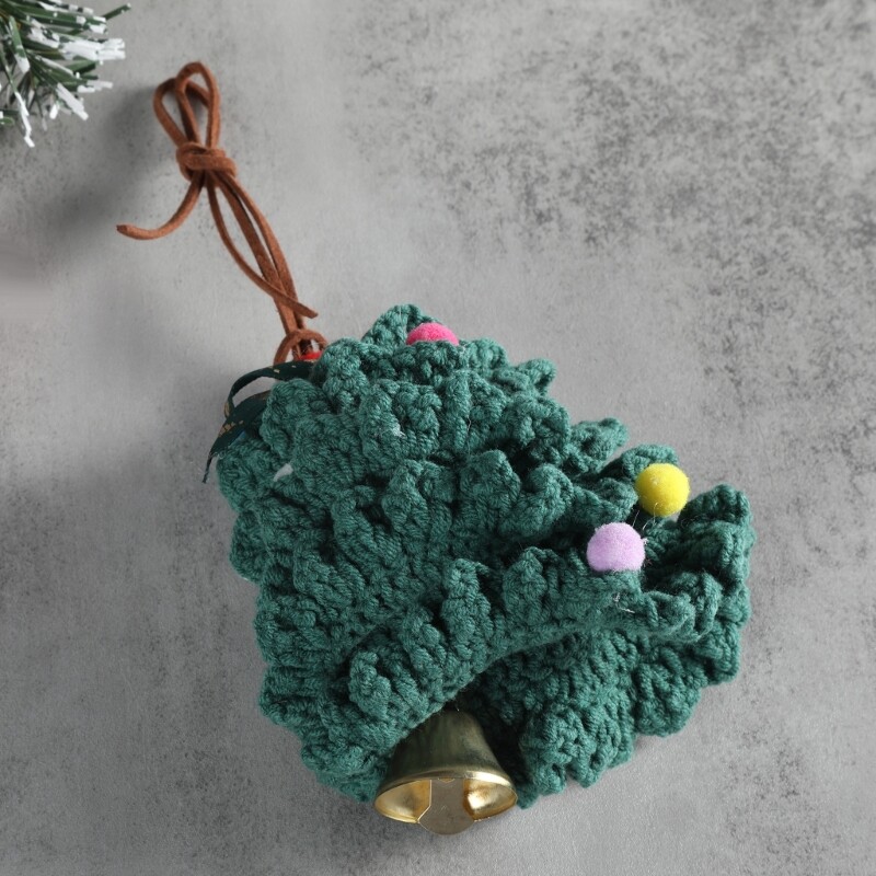 Handwoven Christmas Tree Pendant Charming Crochet Keychain Christmas Decorations