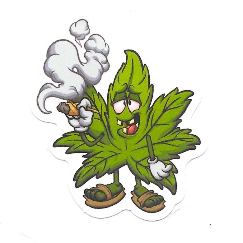 Funny Weed Leaf Character Vinyl Sticker Stoner Gift Smoking Decal Laptop Gear