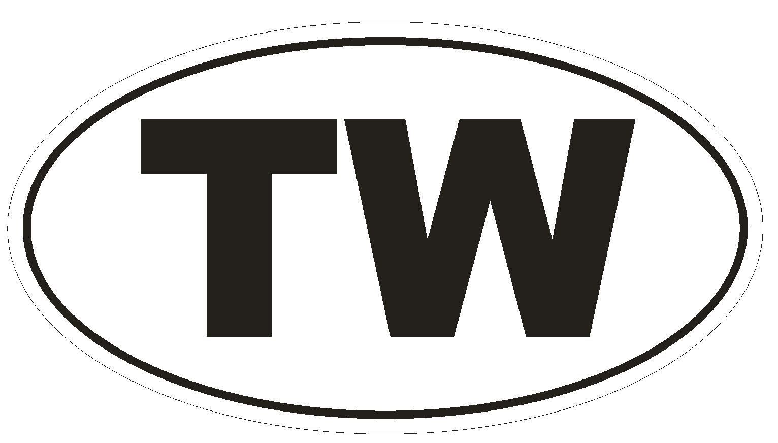 TW Taiwan Oval Bumper Sticker or Helmet Sticker D2034 Country Code