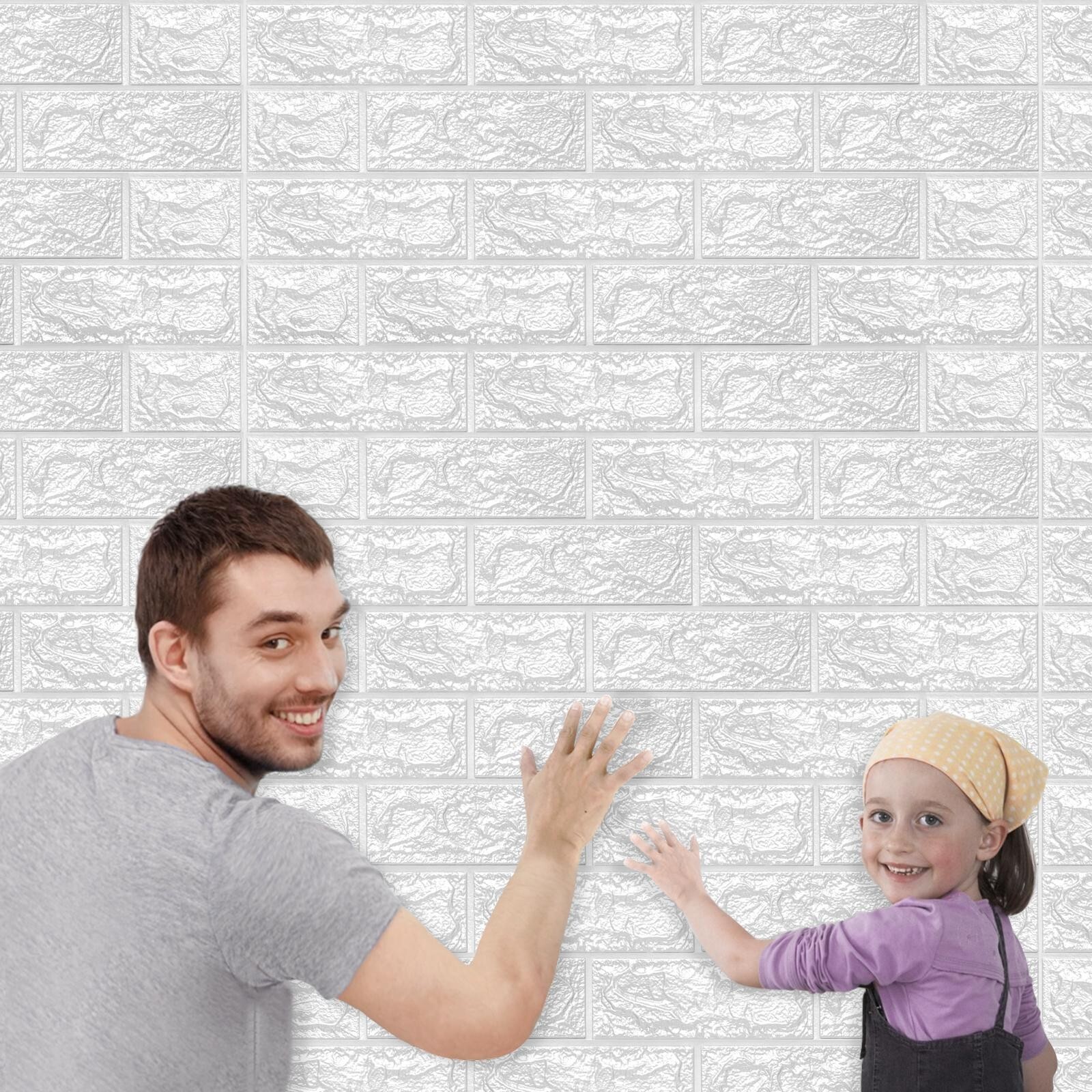 Art3d 20pcs 30.5"x27.5" Foam Faux Brick Self-adhesive White Wall Sticker