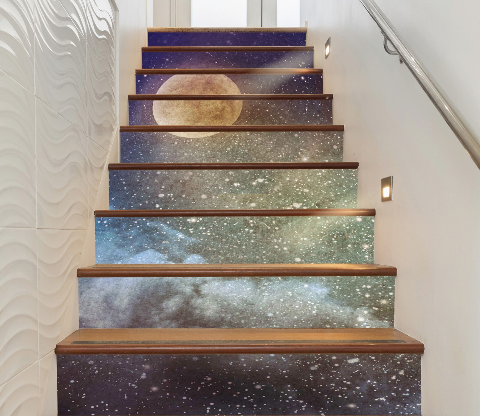 3D Starry Sky Moon AZ468 Stair Risers Decoration Mural Vinyl Wallpaper Kay