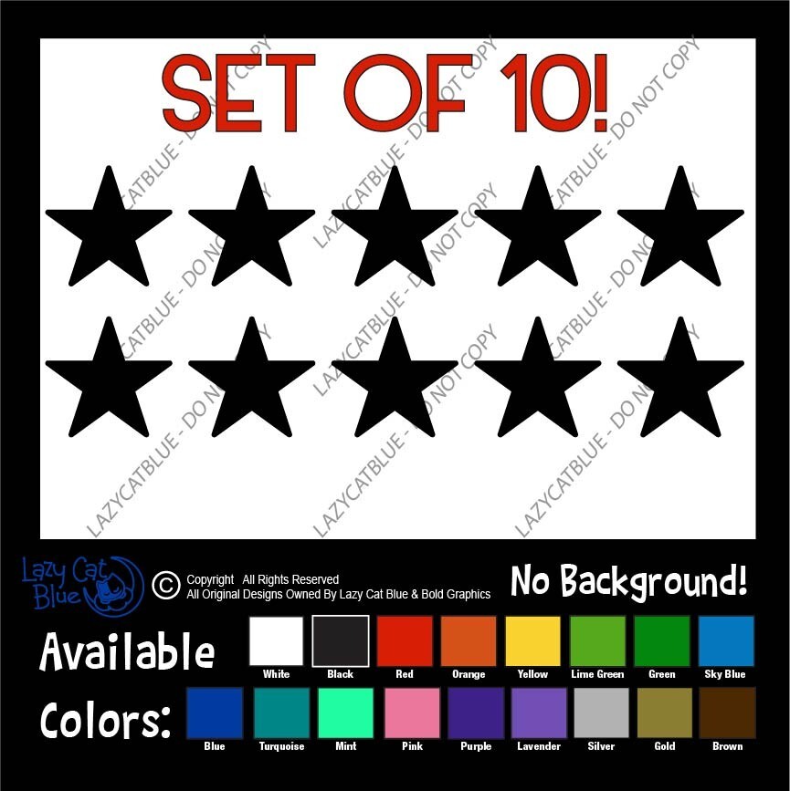 Set of 10 Stars Decal Sticker Tumbler Decor Space Vinyl Kids Target Pinball Star