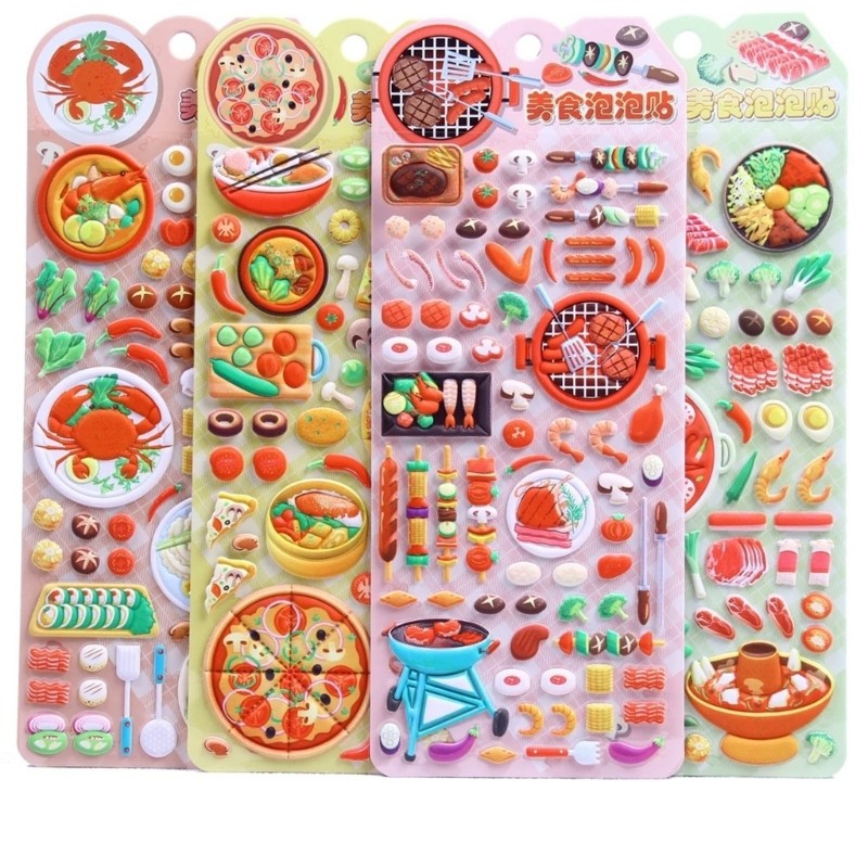 Plastic Pizzas Sticker 3D Kids Craft Assorted Designs Safe Material NoResidue