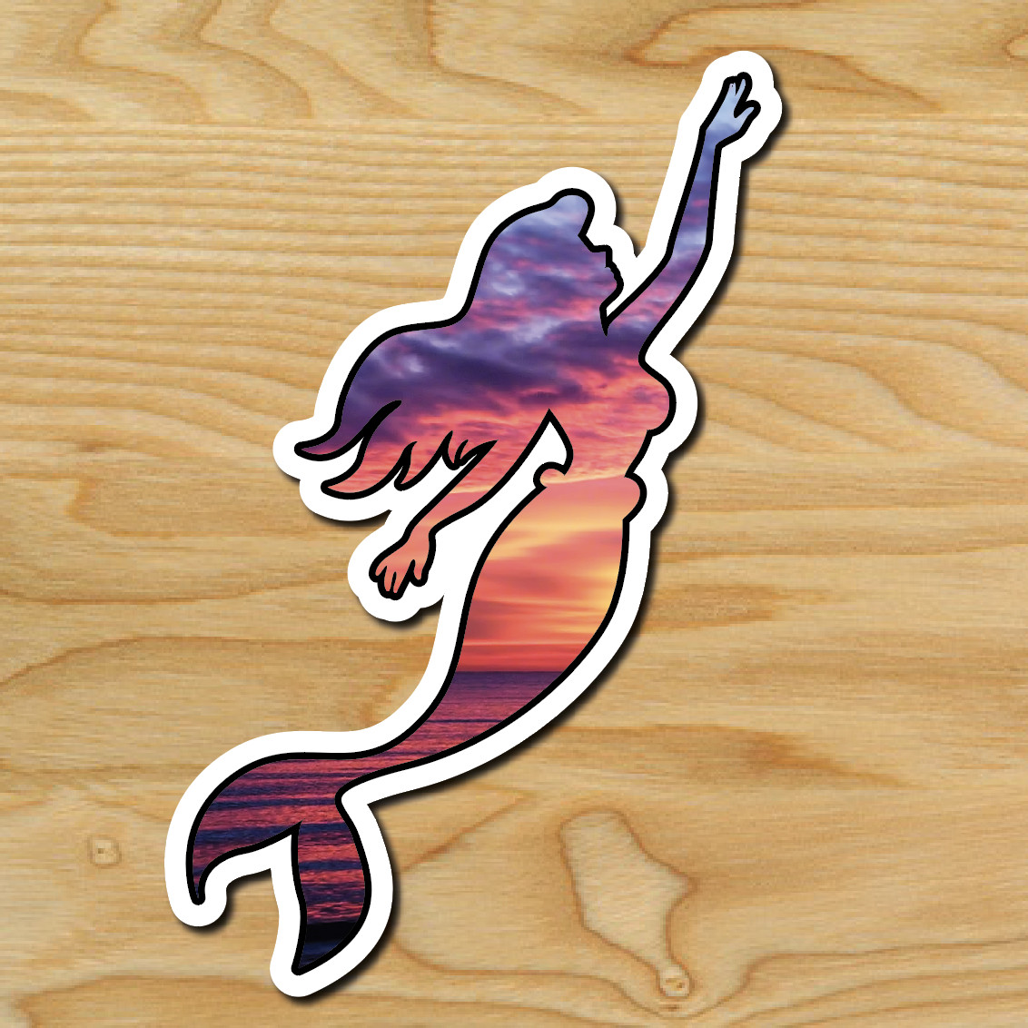 (1) ONE Mermaid Sunset Sea Decal Sticker Car Boating Boat Beach Ocean Fishing