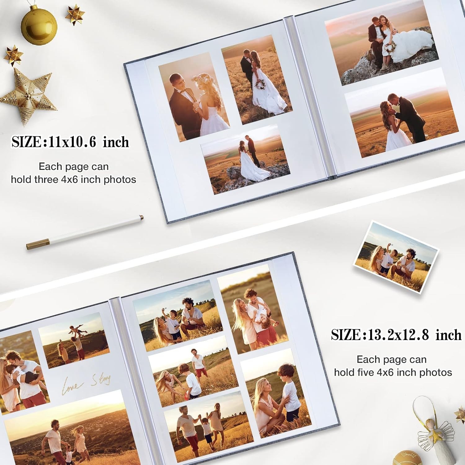 Large Photo Album Self Adhesive 4X6 5X7 8X10 Pictures Linen Cover 80 Blank Pages