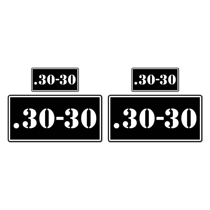 .30-30 B&W Ammo Box Set, Vinyl Decal Sticker, 2@ 1"x2" & 2@ 2"x4", #8416