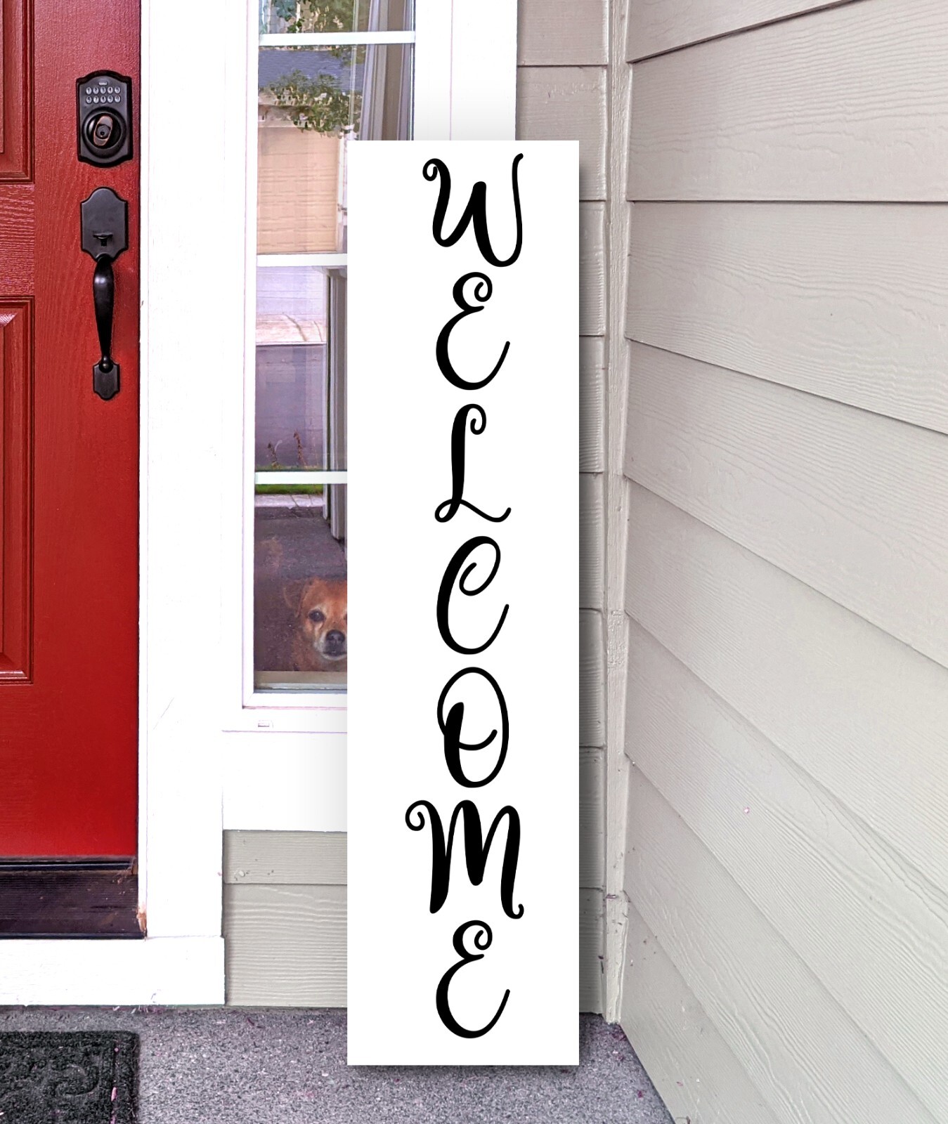 Welcome Vertical Vinyl Decal V2 – Front Porch Home – Die Cut Sticker