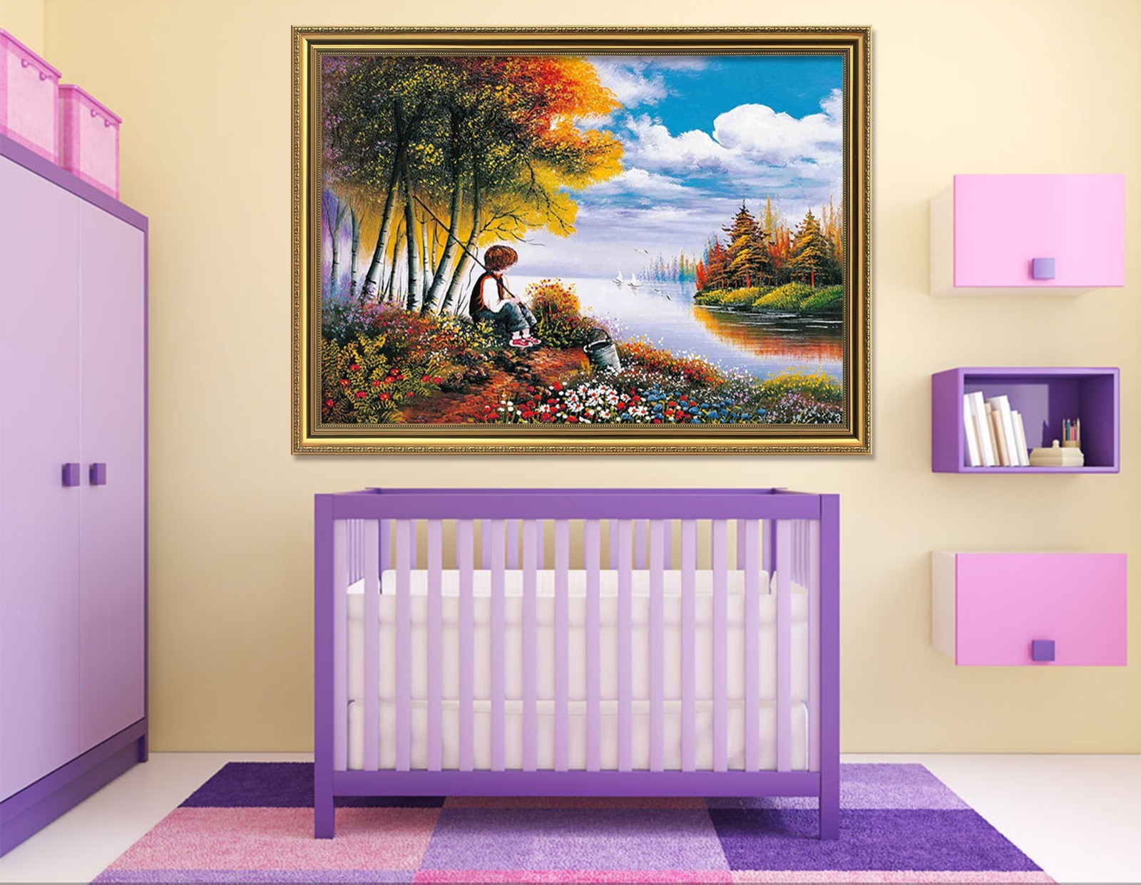3D River Tree 676 Fake Framed Poster Home Decor Print Painting Unique Art Summer