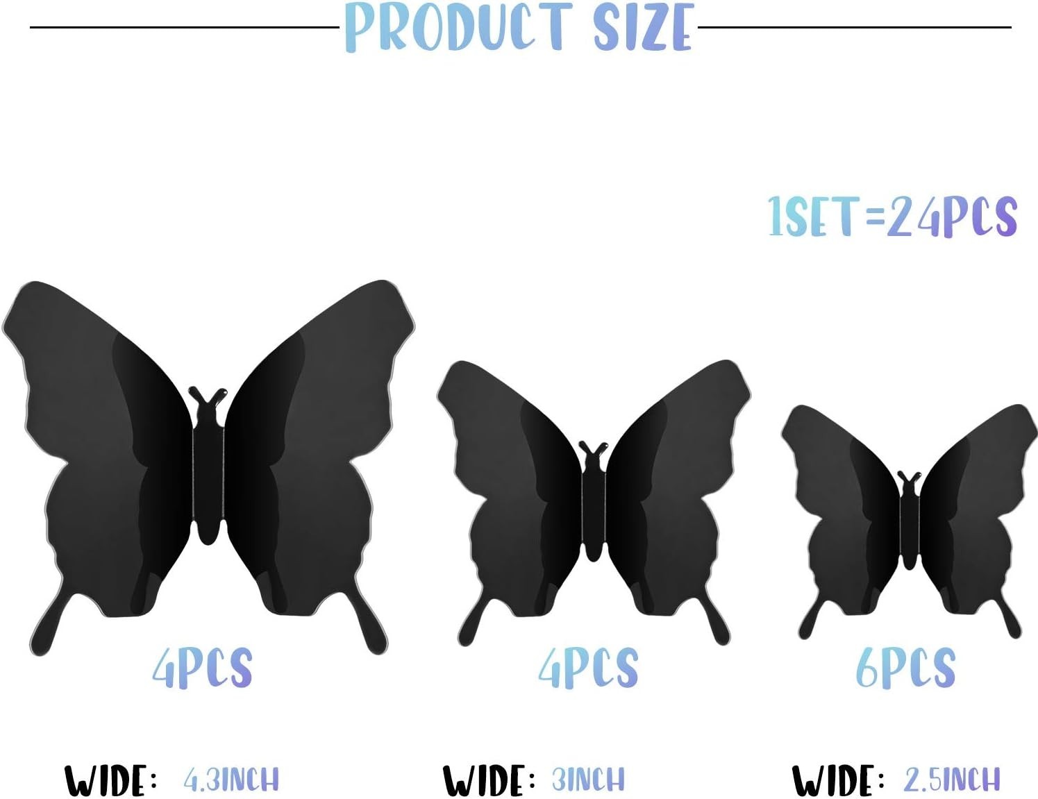 Gorgeous 48 Black Mirror Butterfly Removable Wall Stickers for All Occasions