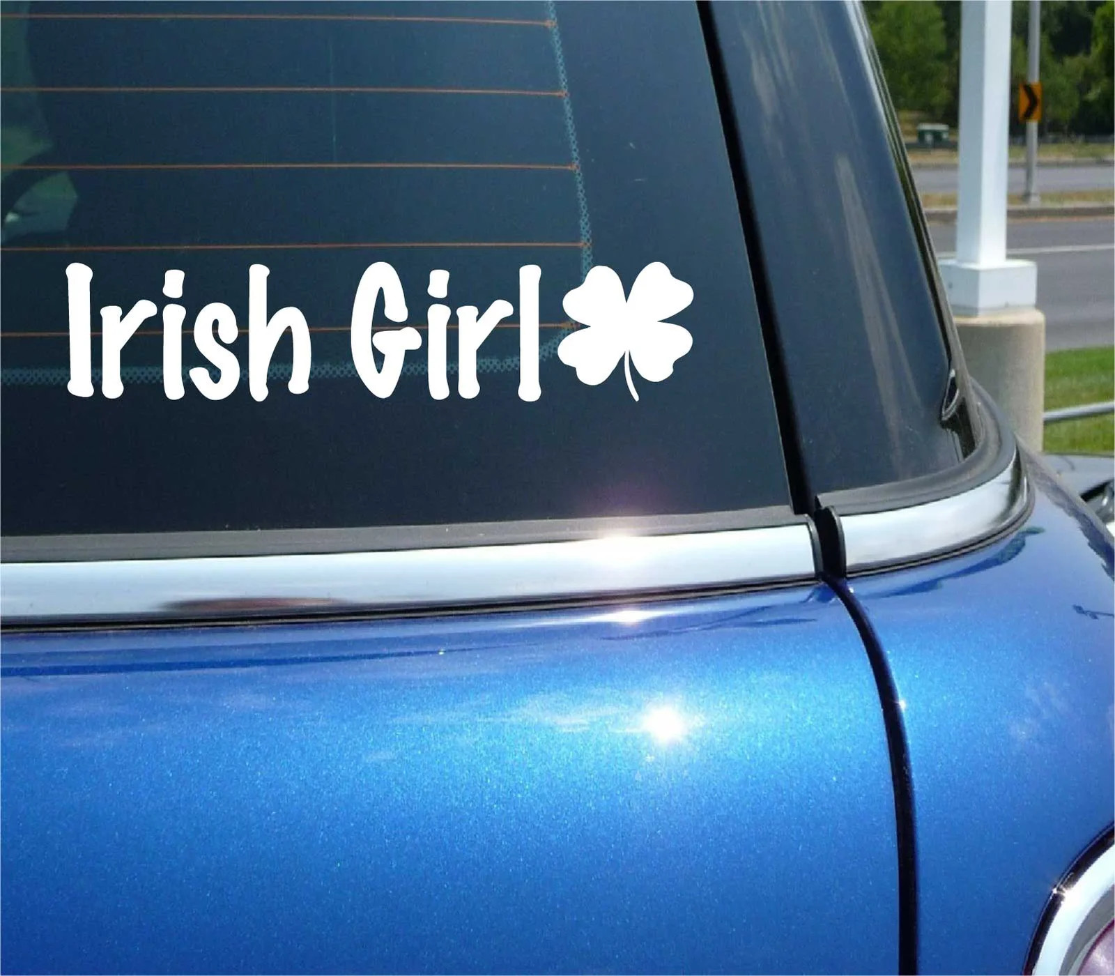 IRISH GIRL DECAL STICKER IRELAND PRIDE FUNNY HERITAGE 4 LEAF CLOVER CAR TRUCK