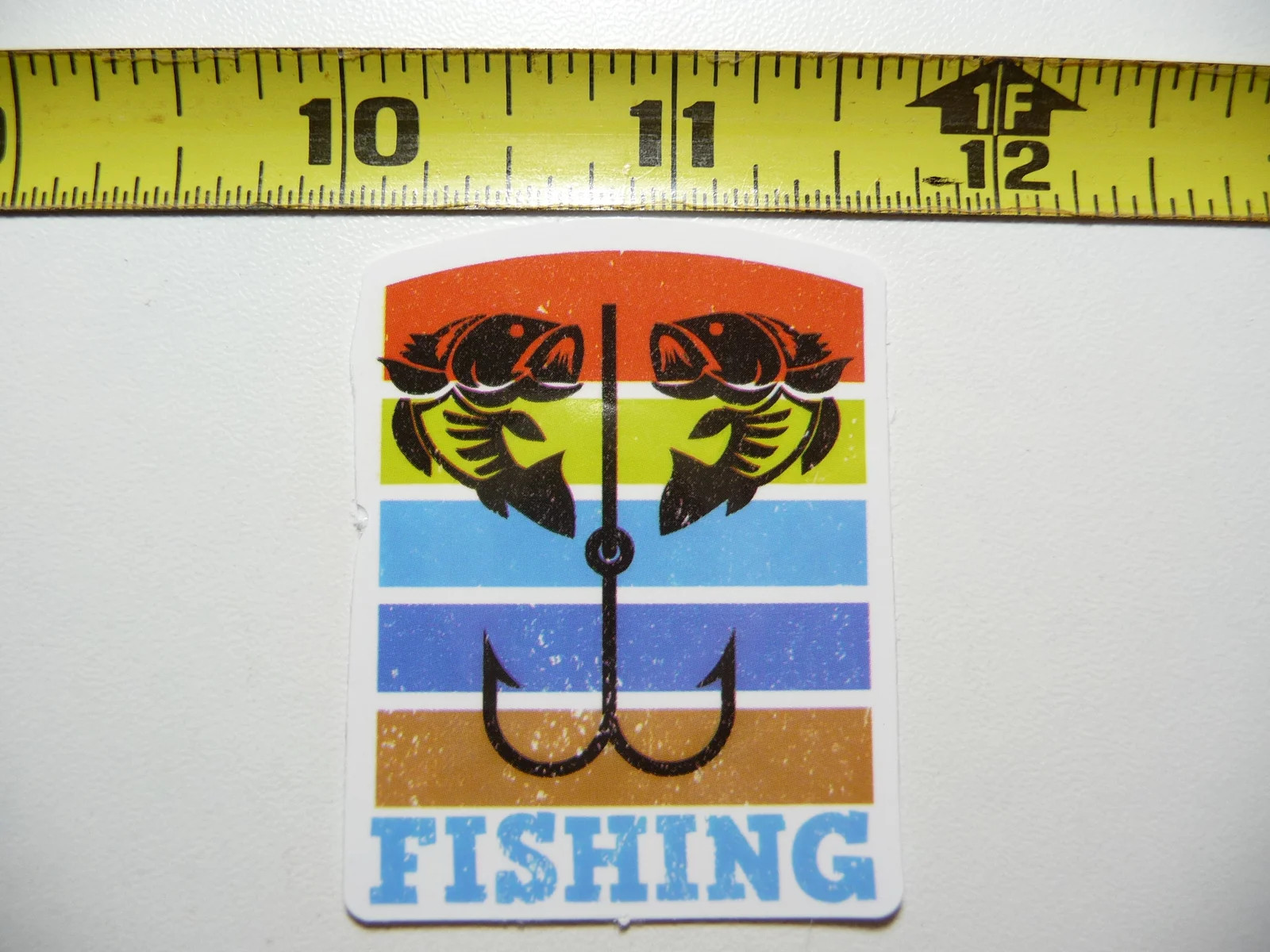 DOUBLE FISH & HOOK FISHING SMALL STICKER DECAL SPORT HOBBY FAN SPORTSMAN