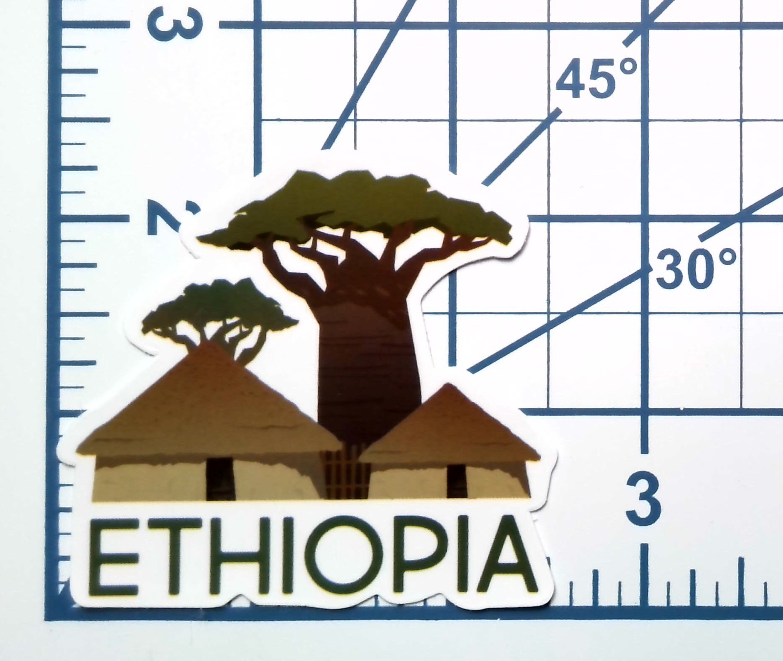 Ethiopia Vinyl Sticker Traditional African Hut Baobab Tree Travel Souvenir Decal