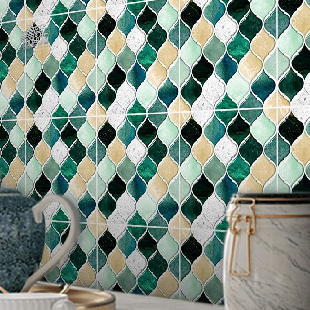 Adhesive mosaic 20×20 for walls and floors in green and yellow