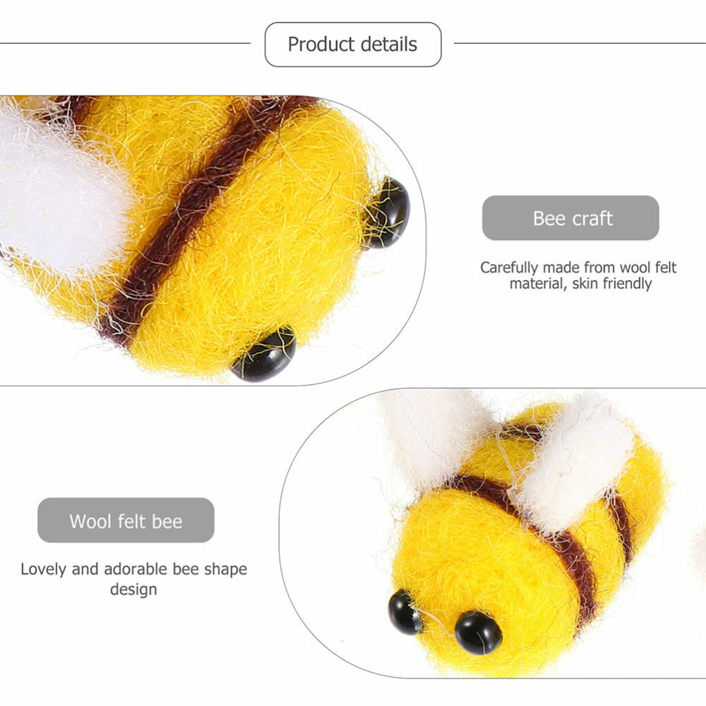 20PCS DIY Wool Felt Poms Felt Bees Embellishments Felt Applique Decor Wool Felt