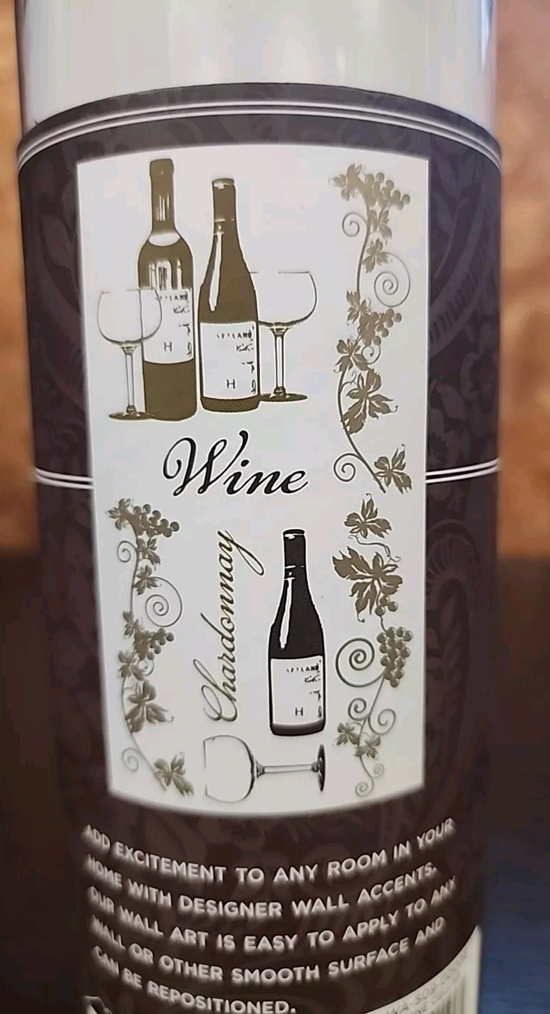 Set of 4 Designer Wall Accents Metallic Wine Chardonnay Decorator Wall Kit NIB