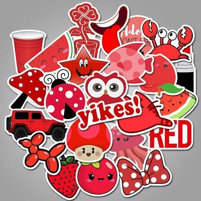 RED Vinyl Stickers~SEA LIFE Fruit FLOWERS Insects ROSE~4 Water Bottle VSCO Girls