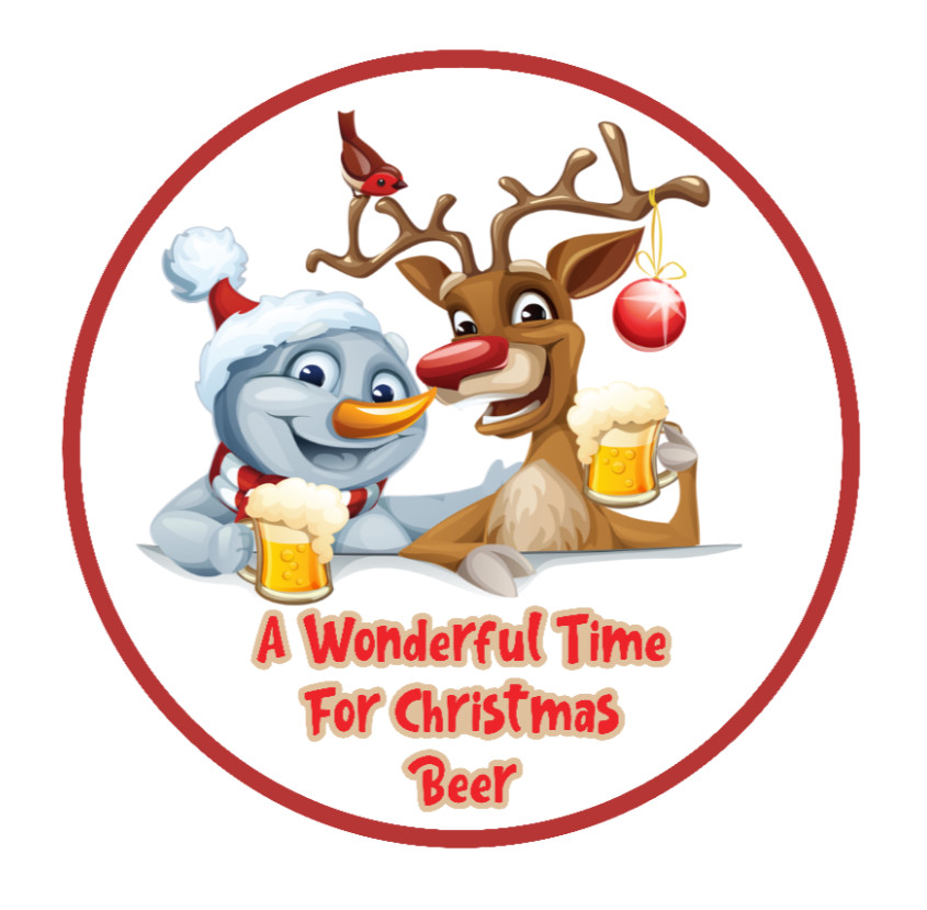 Christmas – Wonderful Time for Beer 4" Vinyl Decal Sticker Decor Cooler Mug Car