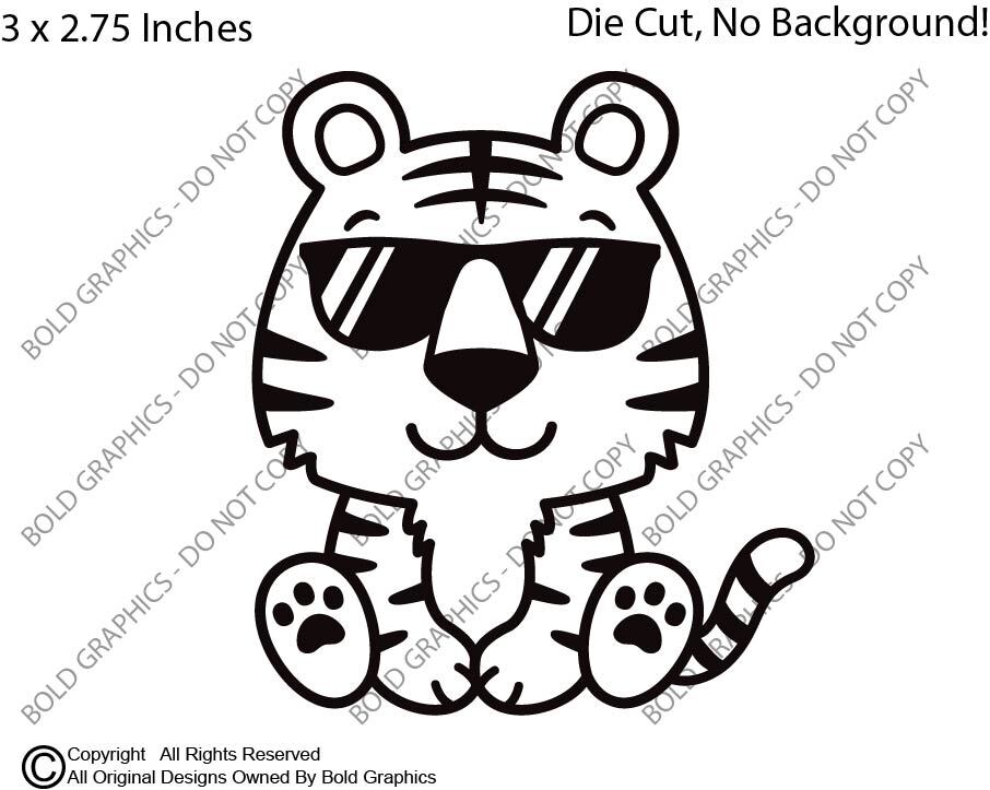 3" Baby Tiger Sunglasses Zoo Decal Vinyl Sticker Friendly Wild Animals Pals Rawr