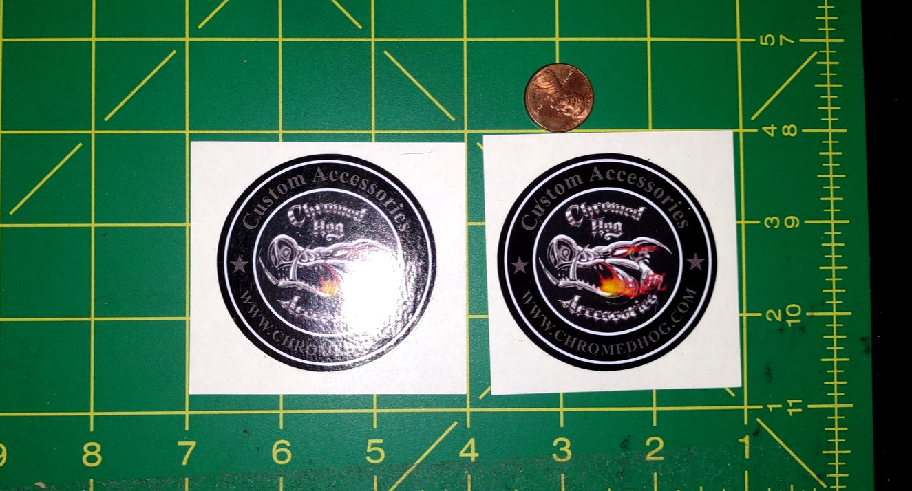 Custom Skull Flame Round Sticker Decal 2 Pack 2.25in Black Waterproof Vinyl