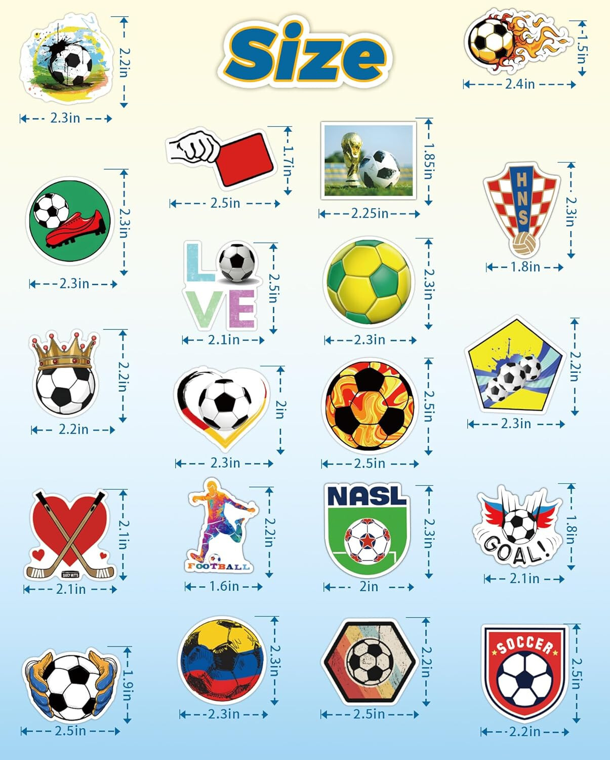 100 Pcs Soccer Team Club Fans Logo Sport Stickers for Boys 2022 World Cup NEW