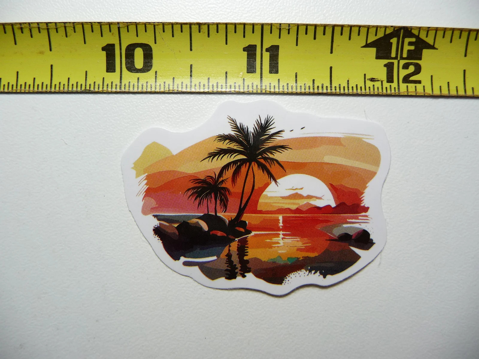 NICE QUIET SUNSET PALM SMALL STICKER DECAL TROPIC SCENE VACATION TRIP
