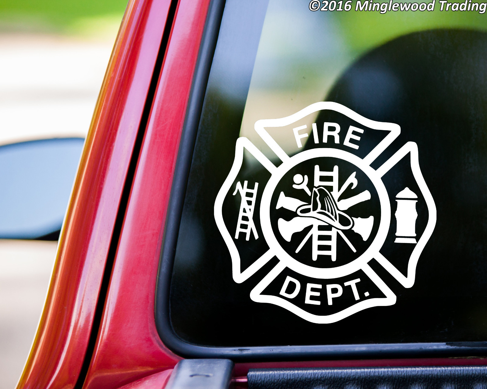 FIRE DEPARTMENT Vinyl Decal Sticker – FD Firefighter Maltese Cross – 20 COLORS!