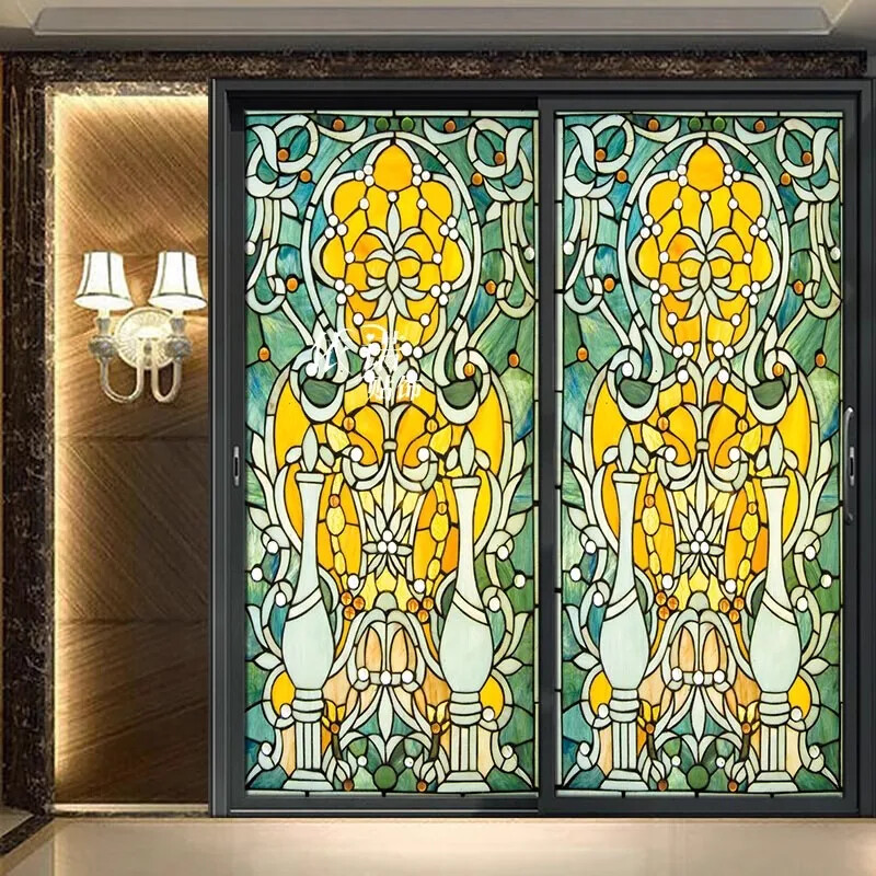 Vintage Self-adhesive Window Film Frosted Stained Privacy Glass Sticker Decor