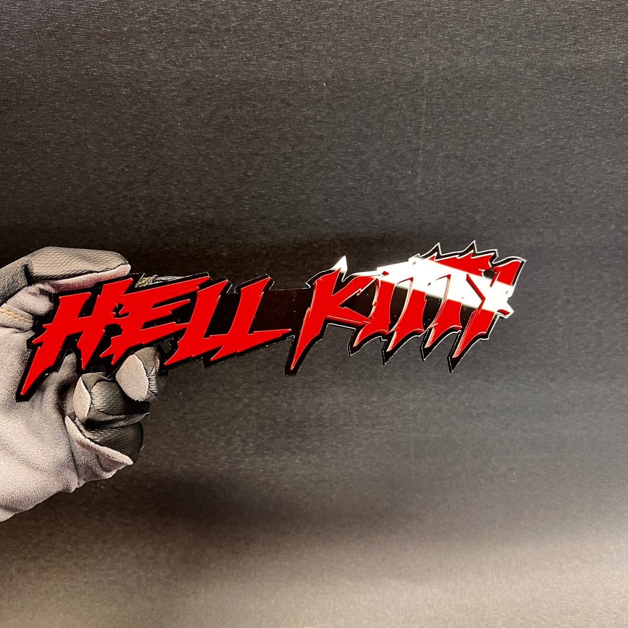1x HELL KITTY Custom Text 3D Acrylic Car Emblem Badge Multicolor Fender Decal