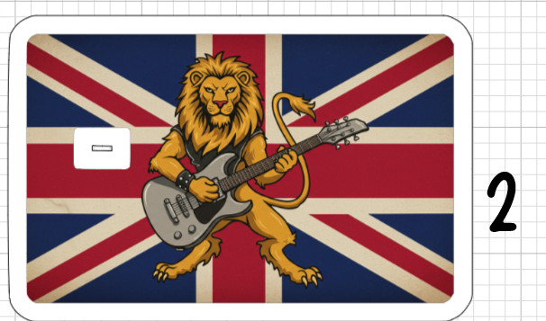 Union Jack Flag Credit Debit ATM Card Skin Sticker Art England Europe Lion Neon
