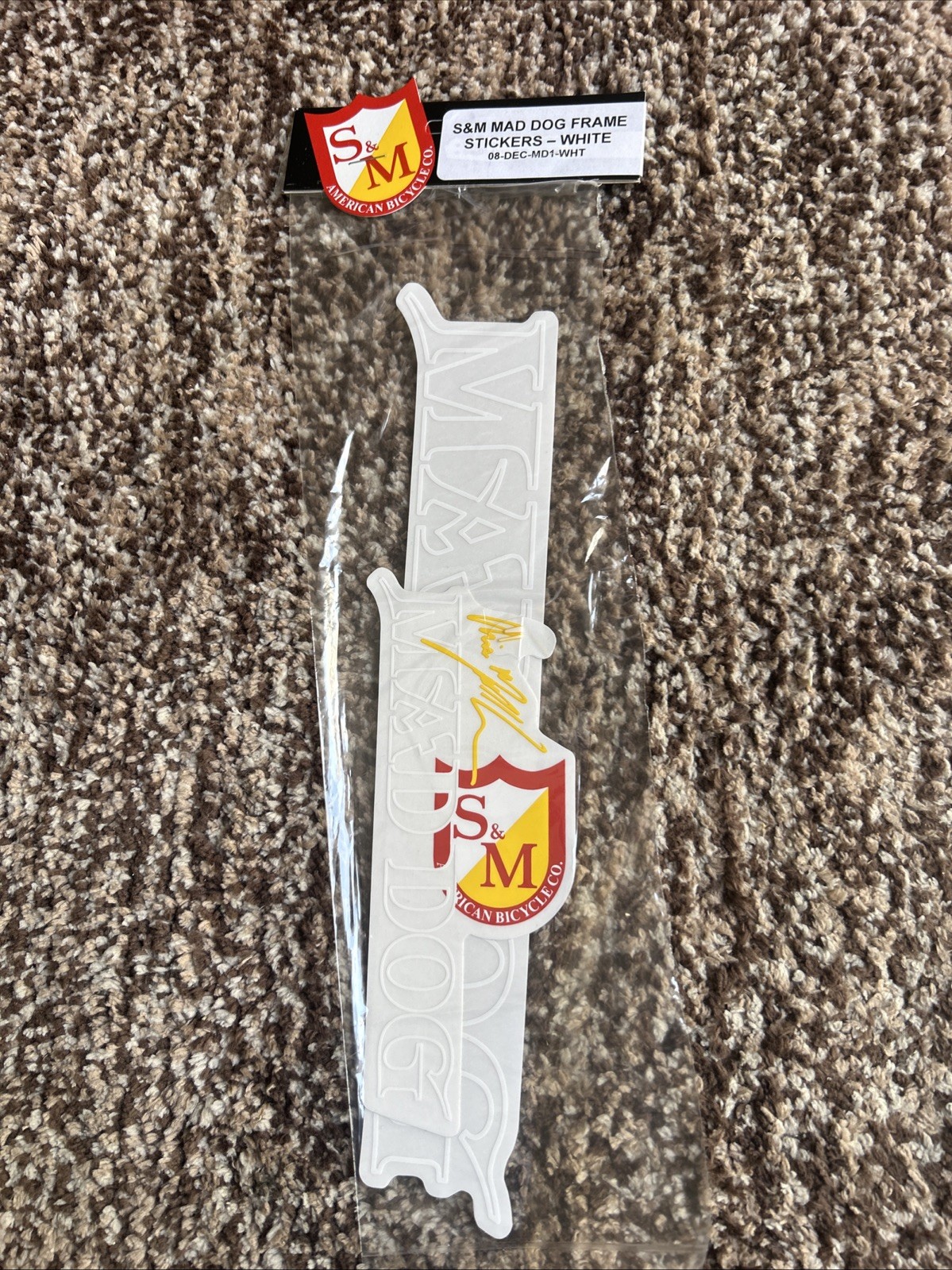 MAD DOG FRAME STICKERS WHITE OUTLINE BMX BIKE FRAME DECAL