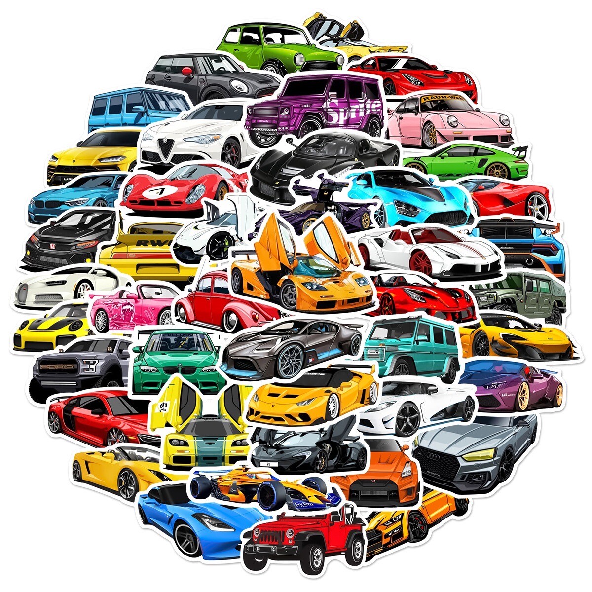50 PCS Cool Racing Car Stickers Automotive Laptop Hydro Yeti Decal Free Shipping