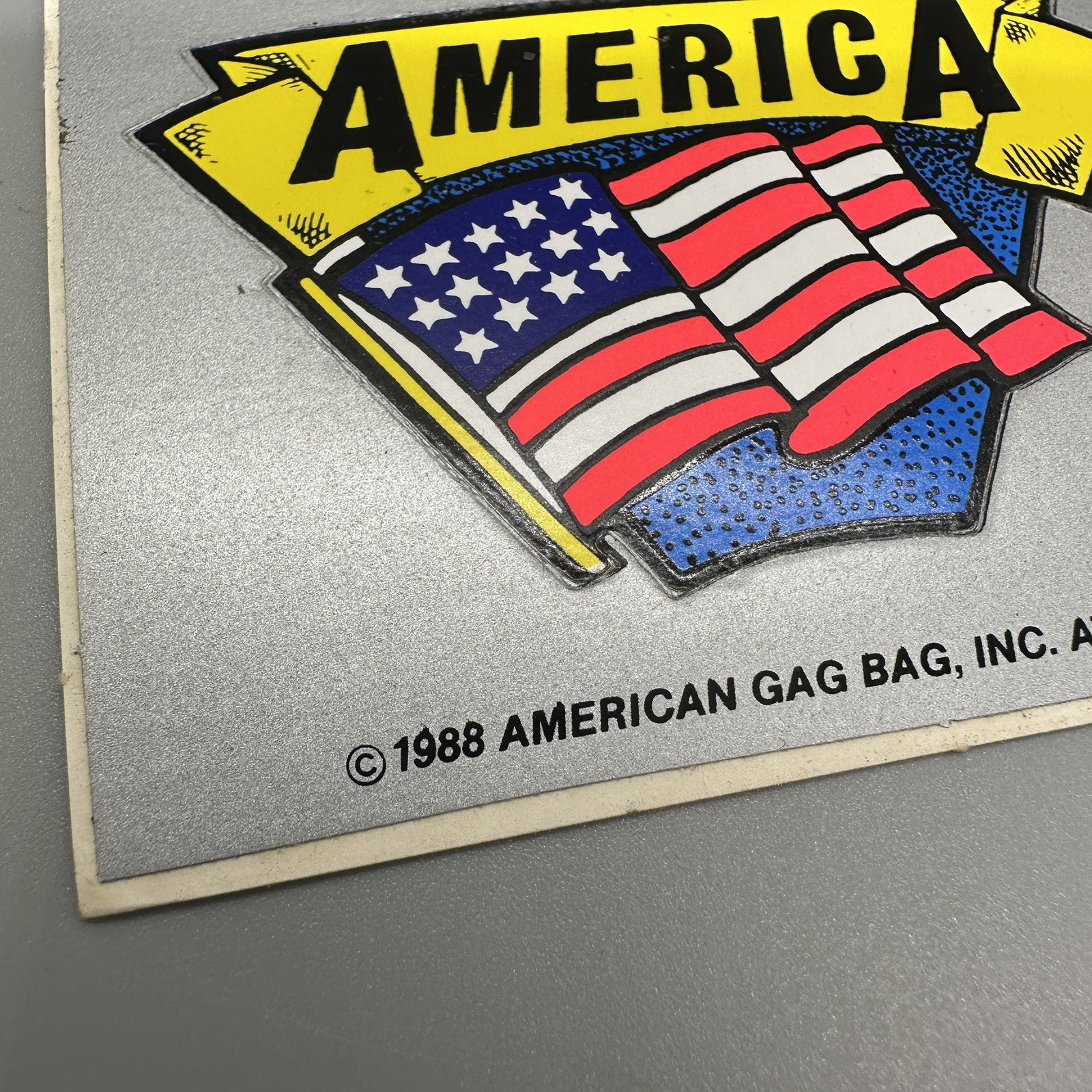 1988 Vintage "America" US Flag – Black Light Retro Vinyl Sticker Cut-Out
