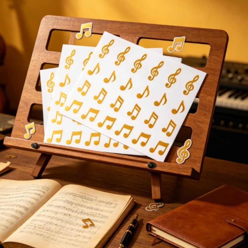 Transparent BOPP Music Stickers 20 Count Gold Black for Teacher Appreciation