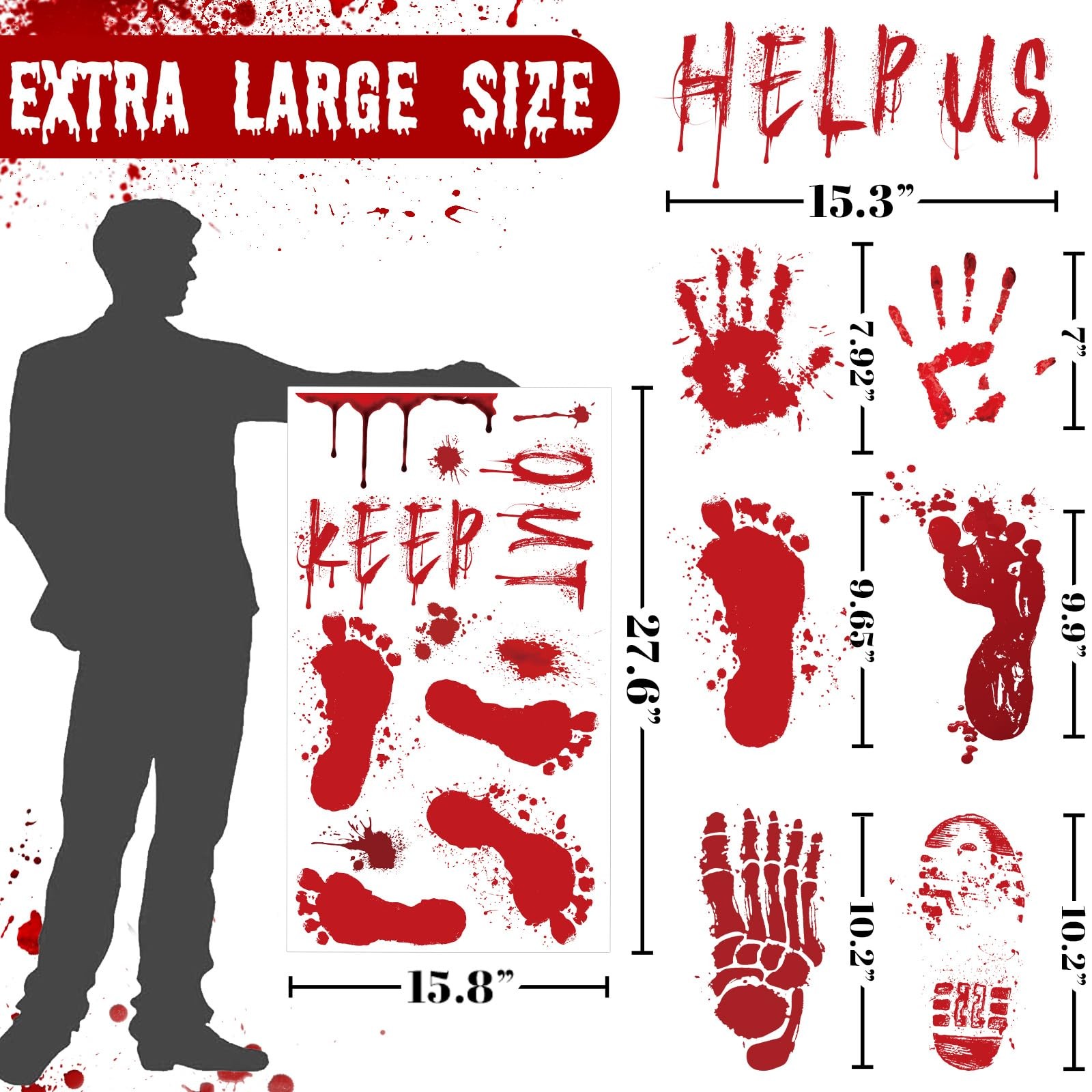 Bloody Handprint Footprint Floor Stickers Clings Decorations, Life Size Wall …