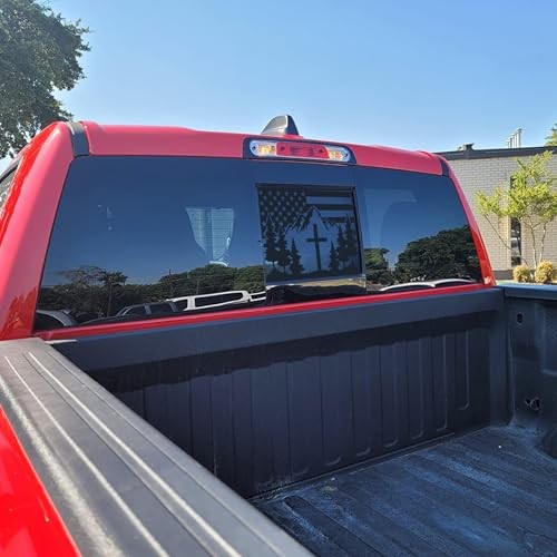 for Tacoma 2016-2023 Precut American Flag Cross Mountain Forest Rear Window