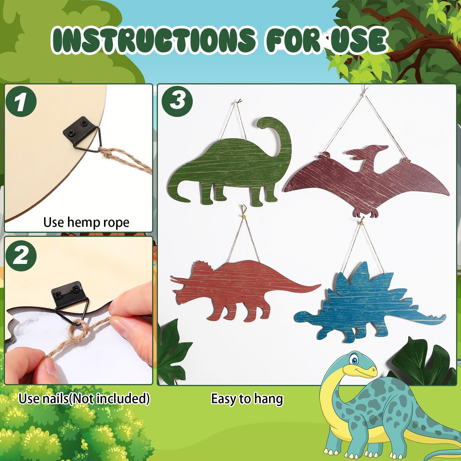 Dinosaur Wall Decors Wooden Boys Dinosaur Nursery Playroom Baby Shower Wall A…
