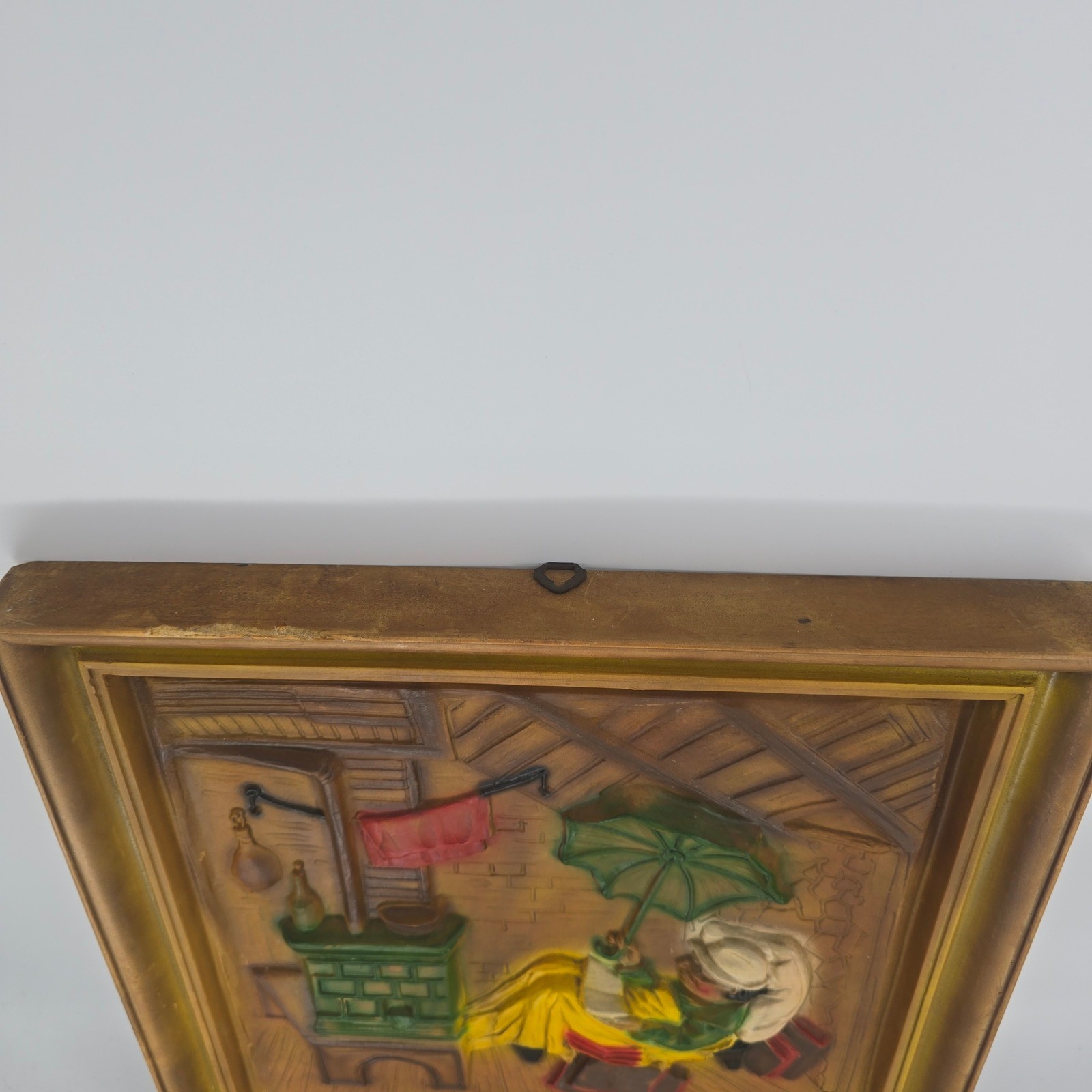 Vintage Italian 3D Faux Wood Plaques Set Mod Dep Spitzweg Alchemist Poor Poet