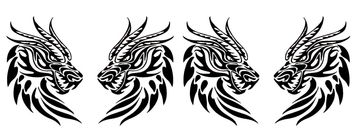 Dragon Pair Mirrored Black Vinyl Decals Car Windows Laptop Tumbler Tablet Mugs