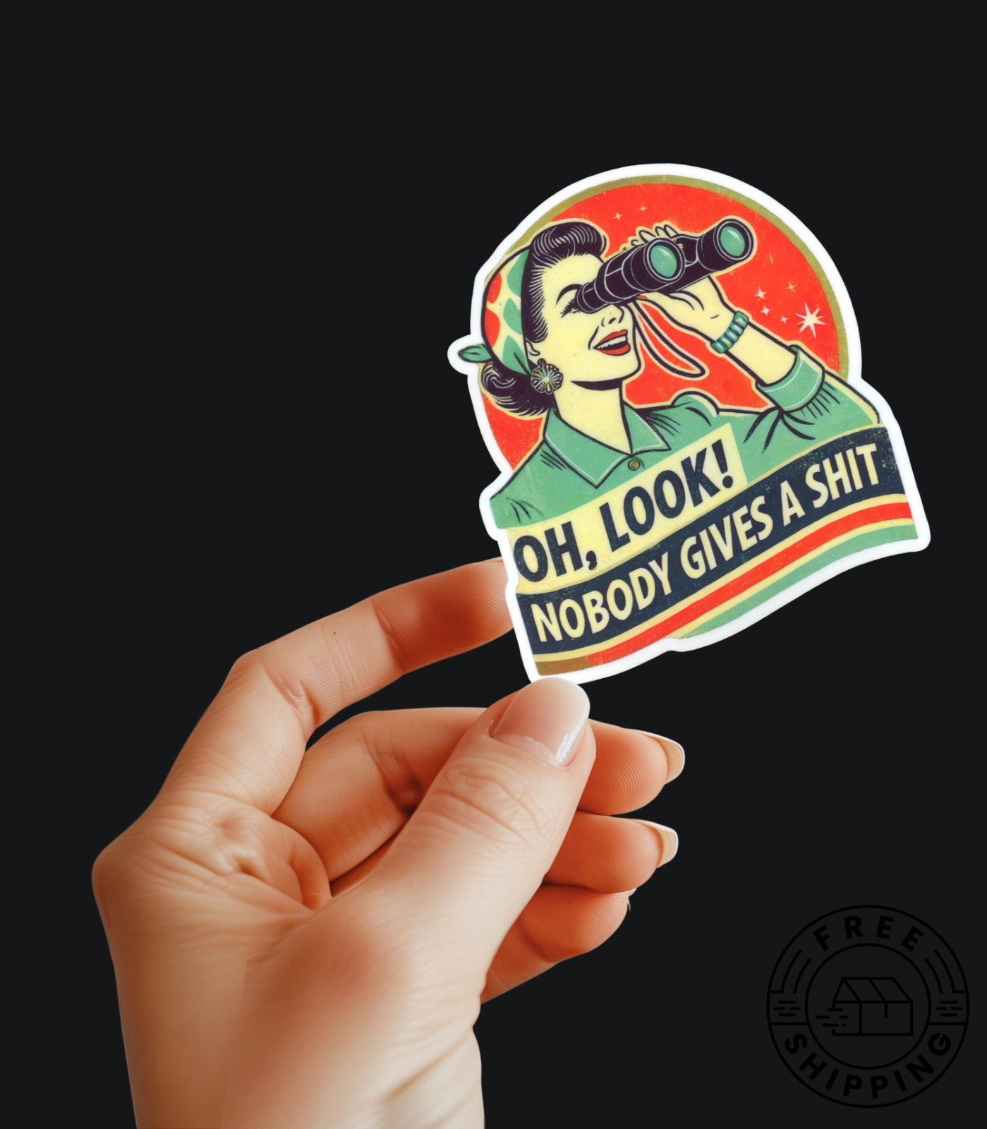 x2 OH, LOOK NOBODY GIVES A SH**T FUNNY HUMOR STICKER Retro Design