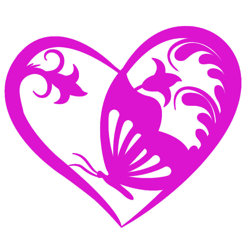 Floral Butterfly Heart TWO Pack 5" Vinyl Decal Car Window Tablet Laptop Tumbler