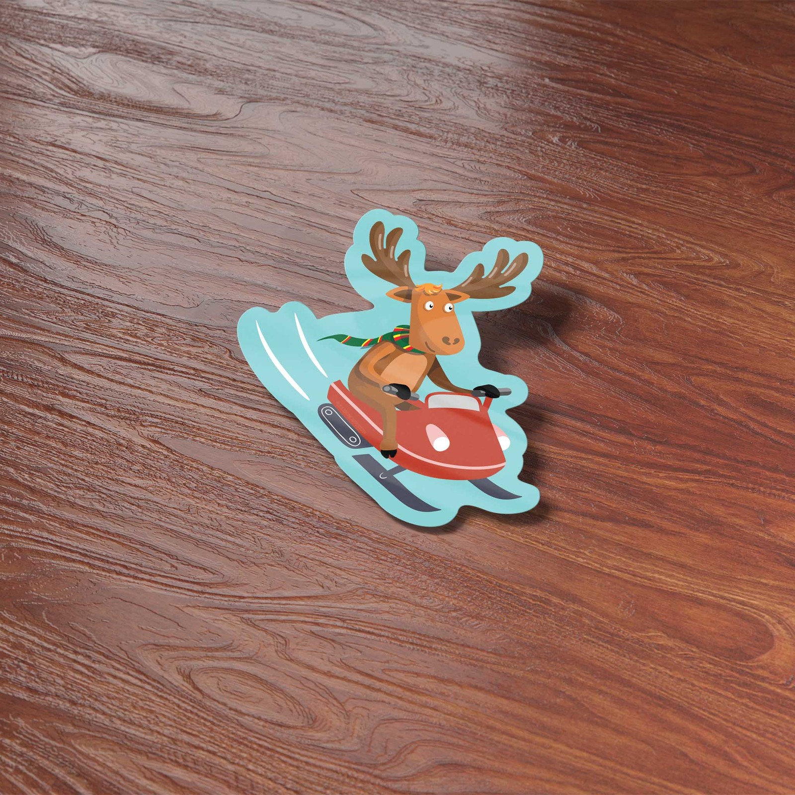 Cute Moose Snowmobile Sticker- Fun Decal for Water Bottle & Laptop