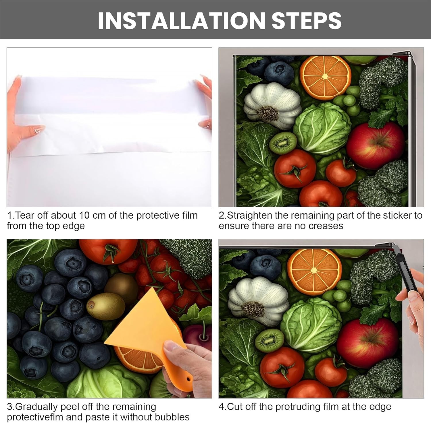 Self-Adhesive Refrigerator Wrap Set – Removable Vinyl Fridge Stickers, Peel &…