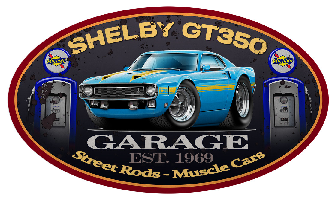 1969 1970 Shelby GT350 Mustang Fastback Garage Sign Wall Art Graphic Sticker